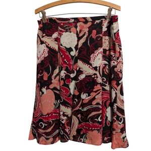 George A-Line Skirt - Black and Red Floral
